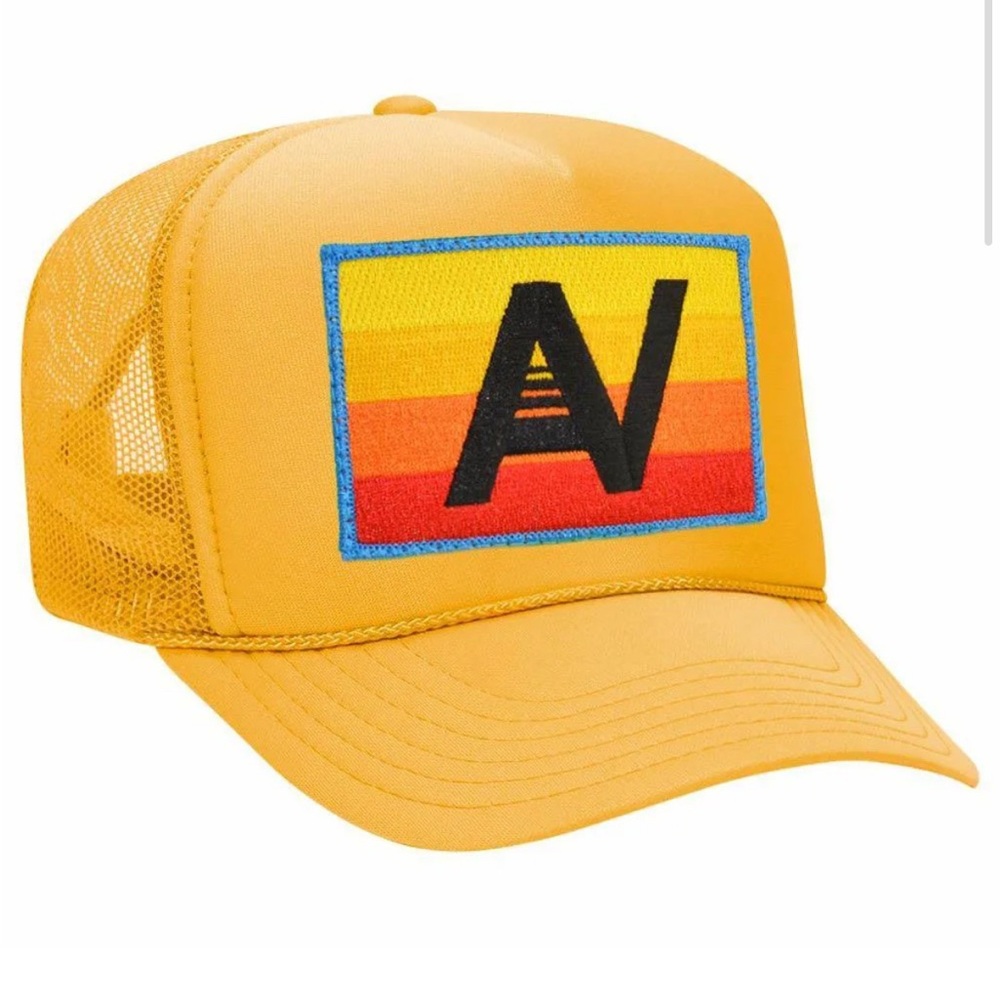 AV Yellow Mesh Cap with Colorful Patch